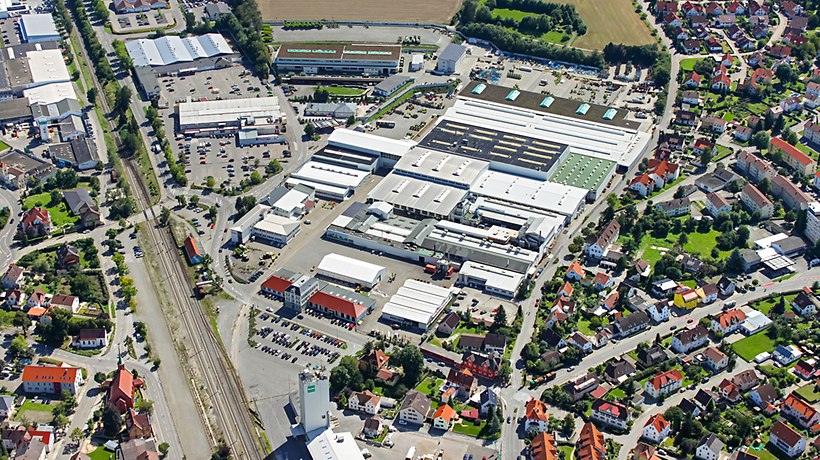 Die CLAAS Produktion in Bad Saulgau aus Vogelperspektive. -