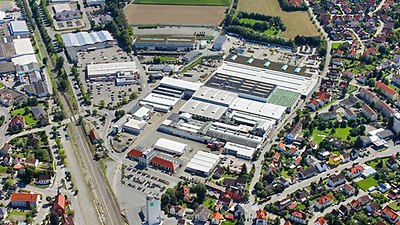 Die CLAAS Produktion in Bad Saulgau aus Vogelperspektive. -